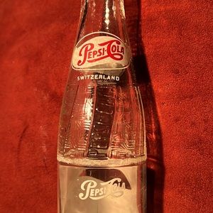Rare vintage Pepsi-Cola clear glass bottle from Switzerland